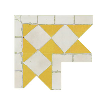 Mosaic House Moroccan tile Dfira MDV Corner 1-18 White,   Yellow,    solid zellige, mosaic, zellij, field, pattern, glaze, simple, classic, octagonal 